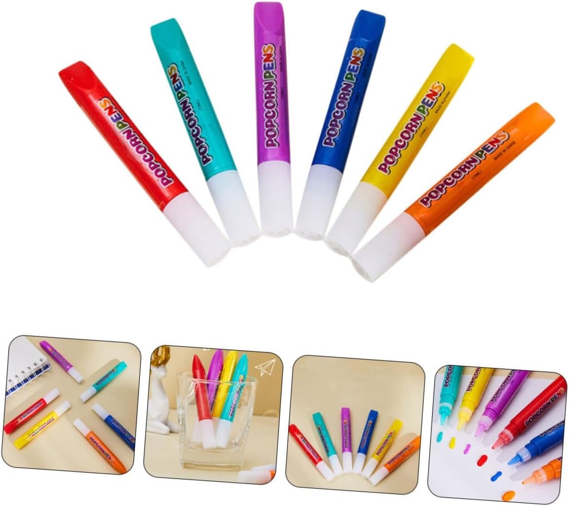 Lumi Puffy Pens with Heater - 6PCS Magic Popcorn 3D Art Drawing Pens DIY Kids Gift